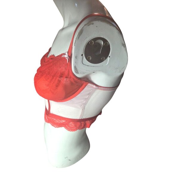 Auden Red Lace Underwire Bra*Bustier*Back Closure*Sissy*Femboy*Cosplay*XL*EUC - Picture 5 of 10